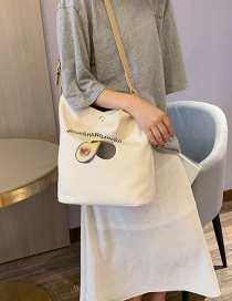 Fashion White Avocado Printed Shoulder Messenger Bag