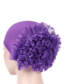 Fashion Light Purple Solid Color Large Flower Milk Silk Lace Flower Flower Head Cap