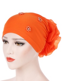 Fashion Orange Oversized With Flower Head Beaded Bonnet Cap