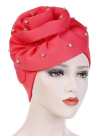 Fashion Watermelon Red Nail Drill Oversized Flower Flanging Space Cotton Baotou Cap