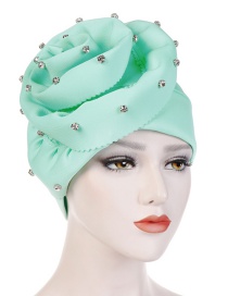 Fashion Mint Green Nail Drill Oversized Flower Flanging Space Cotton Baotou Cap