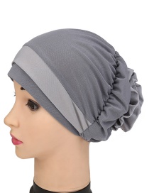 Fashion Gray Two-color Flower Hooded Hat