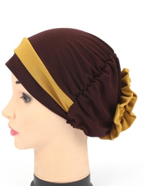 Fashion Dark Brown Two-color Flower Hooded Hat