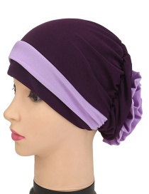 Fashion Dark Purple Two-color Flower Hooded Hat
