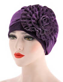 Fashion Dark Purple Side Flower Flower Baotou Cap