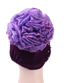 Fashion Dark Purple Velvet Nails With Flower Baotou Cap