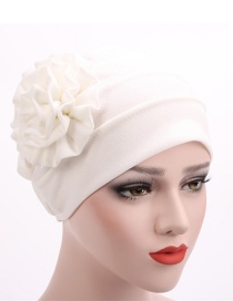 Fashion White Side Decal Flower Head Cap