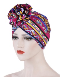 Fashion Rose Red + Sapphire Flower Turban Cap