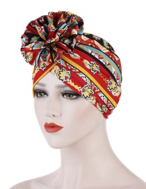 Fashion Red Flower Turban Cap