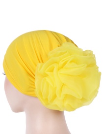 Fashion Yellow Big Flower Milk Silk Baotou Dish Flower Hat