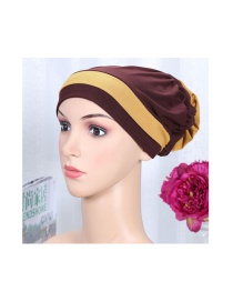 Fashion Dark Brown Two-color Elastic Cloth Wearing A Flower Headband Hat