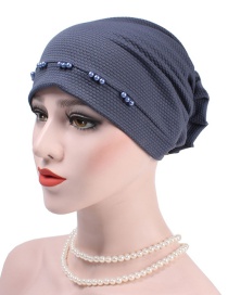 Fashion Gray Wearing A Flower Headband After Beading