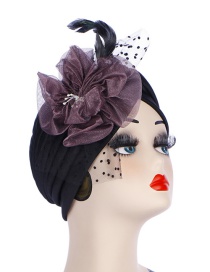 Fashion Black Purple Side Flower Baotou Cap