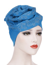 Fashion Lake Blue Wavy Cashew Flower Hot Bit Towel Cap
