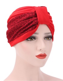 Fashion Big Red Two-color Stitching Pleated Headgear
