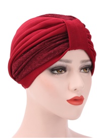 Fashion Red Wine Two-color Stitching Pleated Headgear