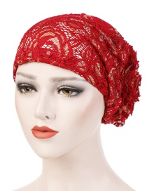 Fashion Red Lace Disk Flower Headgear