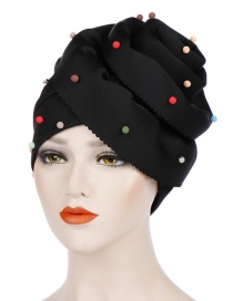 Fashion Black Beaded Large Flower Head Cap