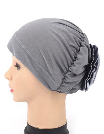 Fashion Gray After Wearing A Flower Cloth Scarf Cap