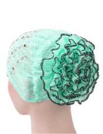 Fashion Mint Green Flowered Bonnet With Hot Diamond