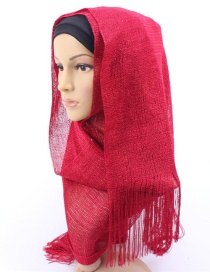 Fashion Red Wine Bright Silk Scarf With Headscarf