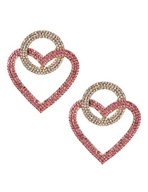 Fashion Gold Alloy Diamond Round Love Earrings