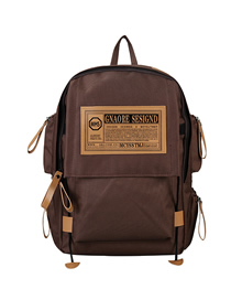 Fashion Brown Oxford Cloth Letter Backpack