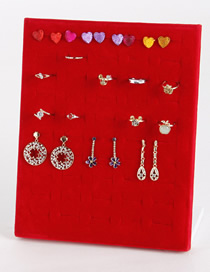 Fashion Red Velvet 52-bit Suede Ring Earring Display Box