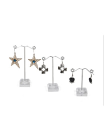 Fashion Large Transparent Earring Display Stand Metal Acrylic Three-piece
