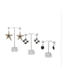 Fashion Medium Transparent Earring Display Stand Metal Acrylic Three-piece