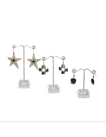 Fashion Small Transparent Earring Display Stand Metal Acrylic Three-piece
