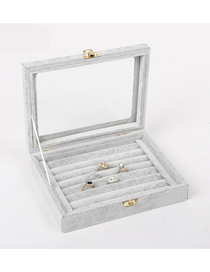Fashion Gray Strip Flannel Lock Jewelry Display Box