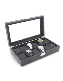 Fashion Carbon Fiber 12-bit Black Carbon Fiber Leather Watch Display Box