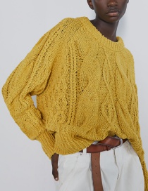 Fashion Yellow Eight-strand Braided Twist Sweater