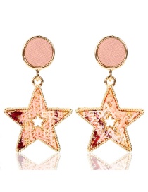 Fashion Pink Star Woven Earrings