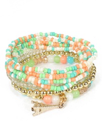 Fashion Color Mixing Metal Tower Rice Beads Multi-layer Bracelet