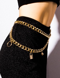 Fashion Gold Chain Bead Geometry U-shaped Tassel Lock Waist Chain