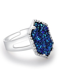 Fashion Silver + Basket Crystal Cluster Diamond Ring