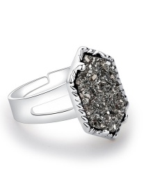 Fashion Silver + Gray Crystal Cluster Diamond Ring