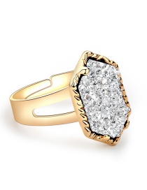 Fashion Gold + White Crystal Cluster Diamond Ring