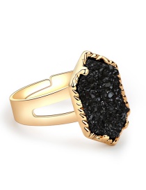 Fashion Gold + Black Color Crystal Cluster Diamond Ring