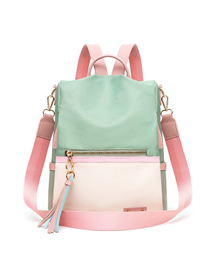 Fashion Light Green Contrast Canvas Backpack