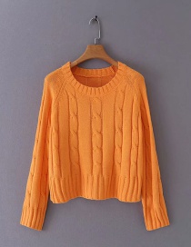 Fashion Orange Twisted Round Neck Long Sleeve Sweater