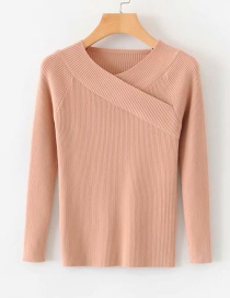 Fashion Leather Pink Cross Sweater