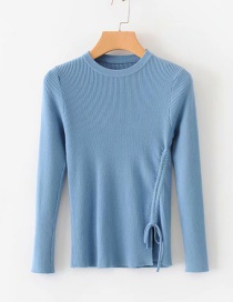 Fashion Blue Drawstring Sweater