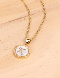 Fashion Golden K Stone Shell Round English Alphabet Necklace