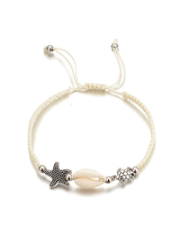 Fashion Beige Woven Turtle Starfish Shell Single Layer Bracelet