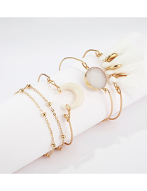 Fashion Gold Horns Turquoise Shell Fringe Bracelet (5 Pieces)