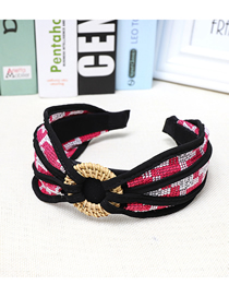 Fashion Rose Red Knitted Black Side Headband Houndstooth Woolen Headband