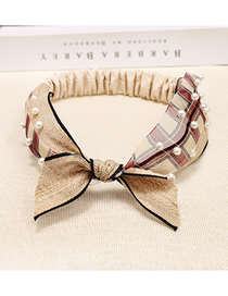 Fashion Ginger Lace Pearl Color Matching Hair Band Lace Bow Rabbit Ears Hair Band